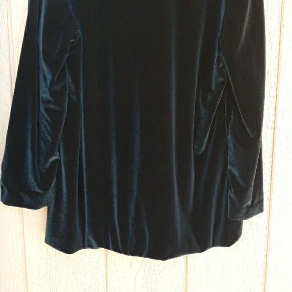 Vintage Cardigan Velour Jacket Formal Plunging V Hook Closure Forest Green Sz 1X - Picture 6 of 7